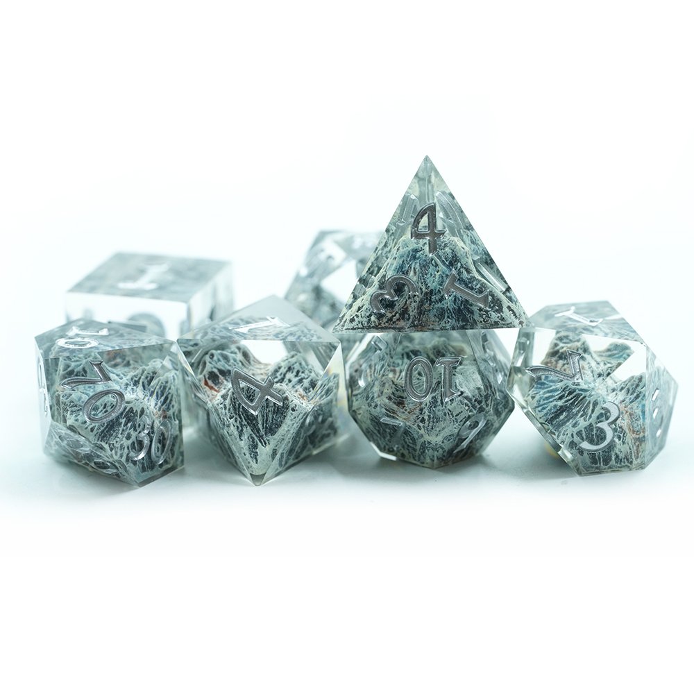 Online Multiplayer Dice Game 16mm 20 Sided Letter Starry Green Blue Polyhedral Dice set Stone Inside