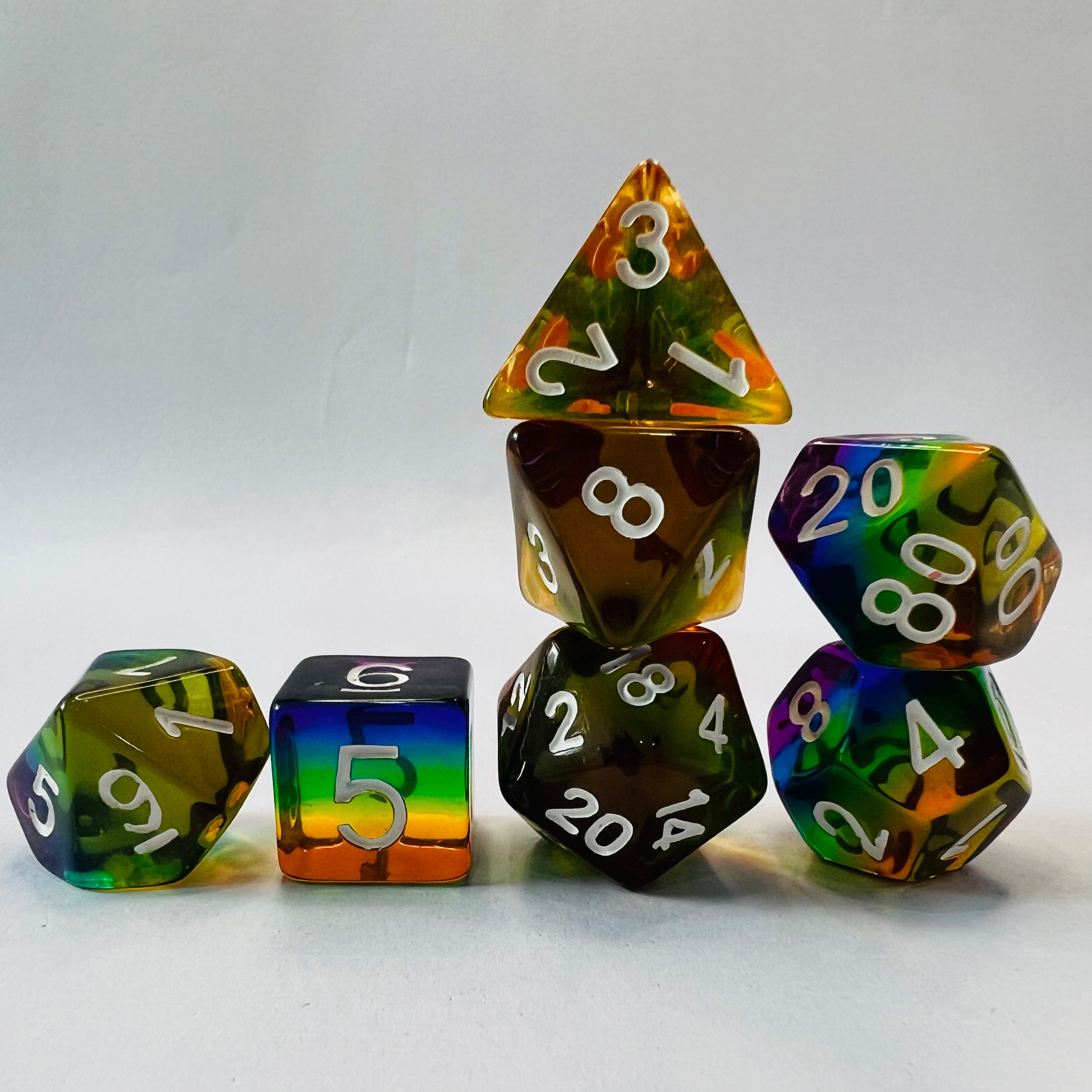 Low Moq Custom Polyhedral Rainbow Dice For Dungeons & Dragons Dnd Essential Gaming Accessory