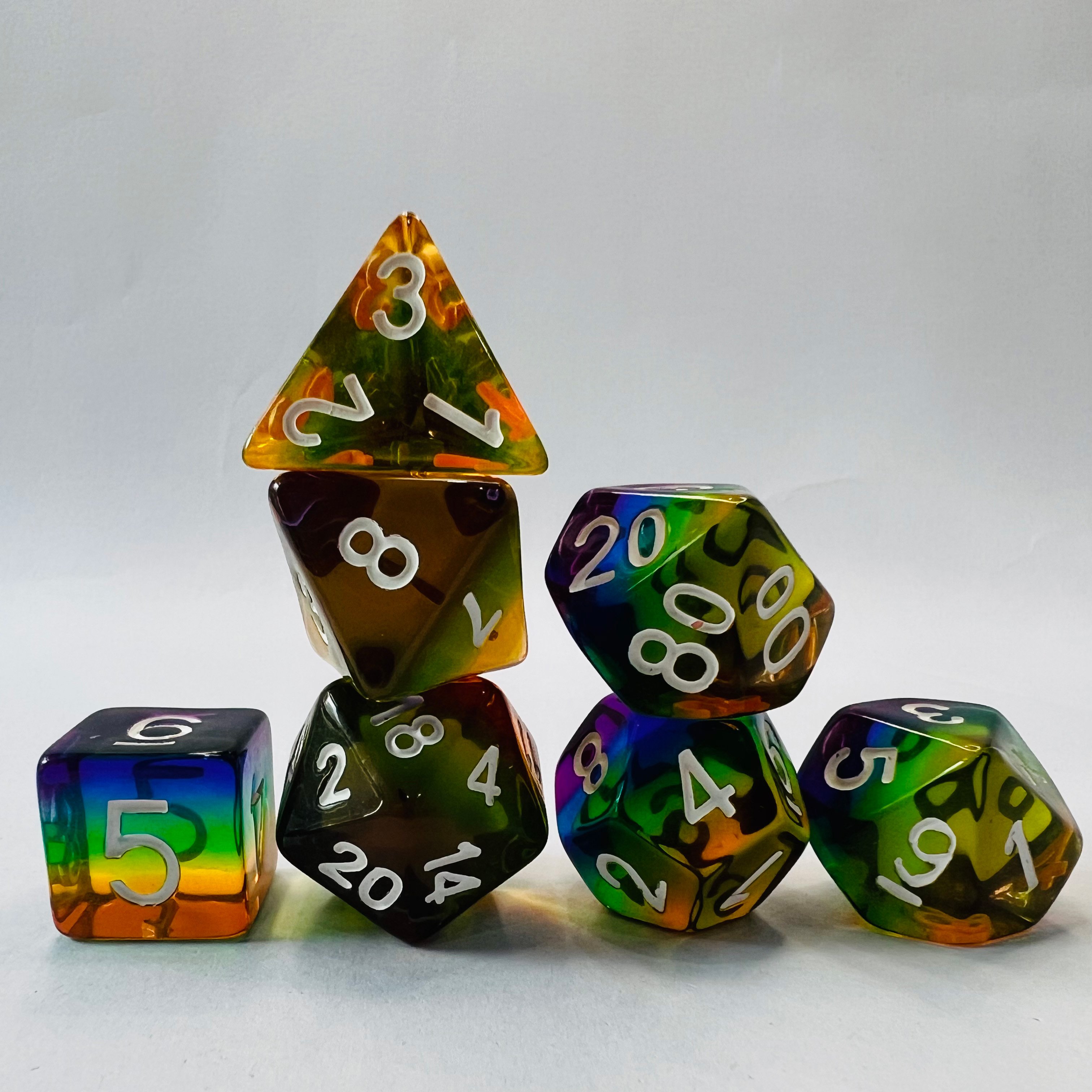 Low Moq Custom Polyhedral Rainbow Dice For Dungeons & Dragons Dnd Essential Gaming Accessory