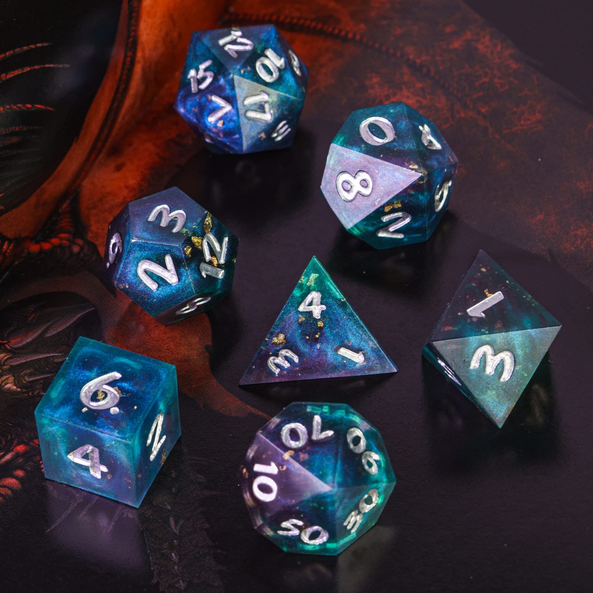 Udixi Custom Handmade Sharp Galaxy resin dice Dice Dungeons and Dragons DND RPG board game Dice Set