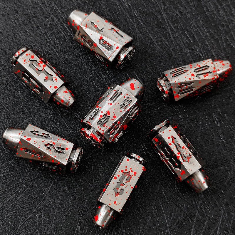 Bullet Metal Dice Set 6 Pack Antique Copper Metal D6 Die Polyhedral D&D Dice for D and D Dungeons tungsten metal bullet dice set