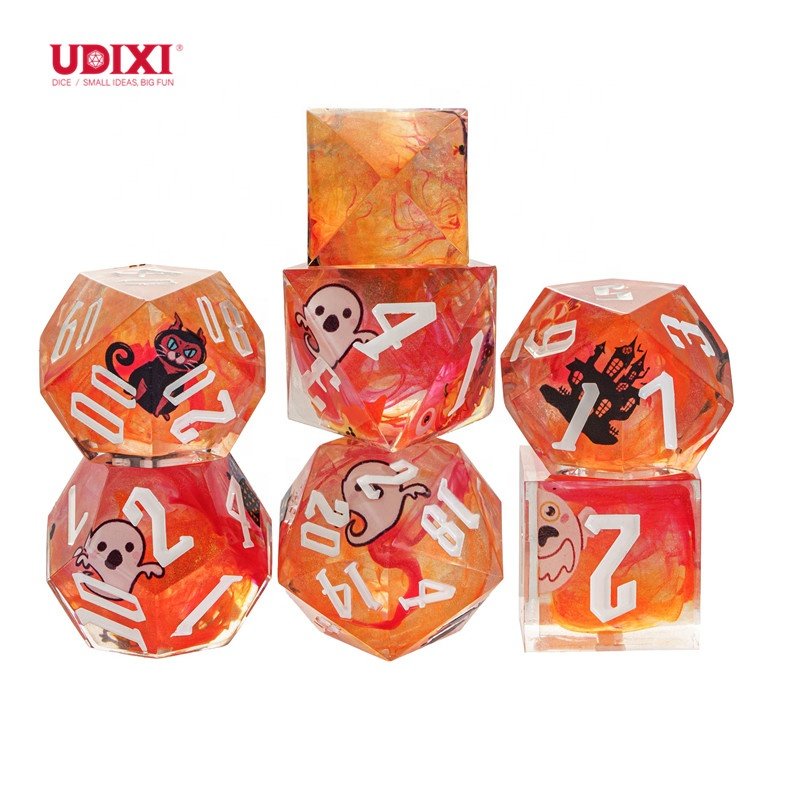 Udixi Custom Handmade Sharp Halloween resin dice Dice Dungeons and Dragons DND board game Dice Set