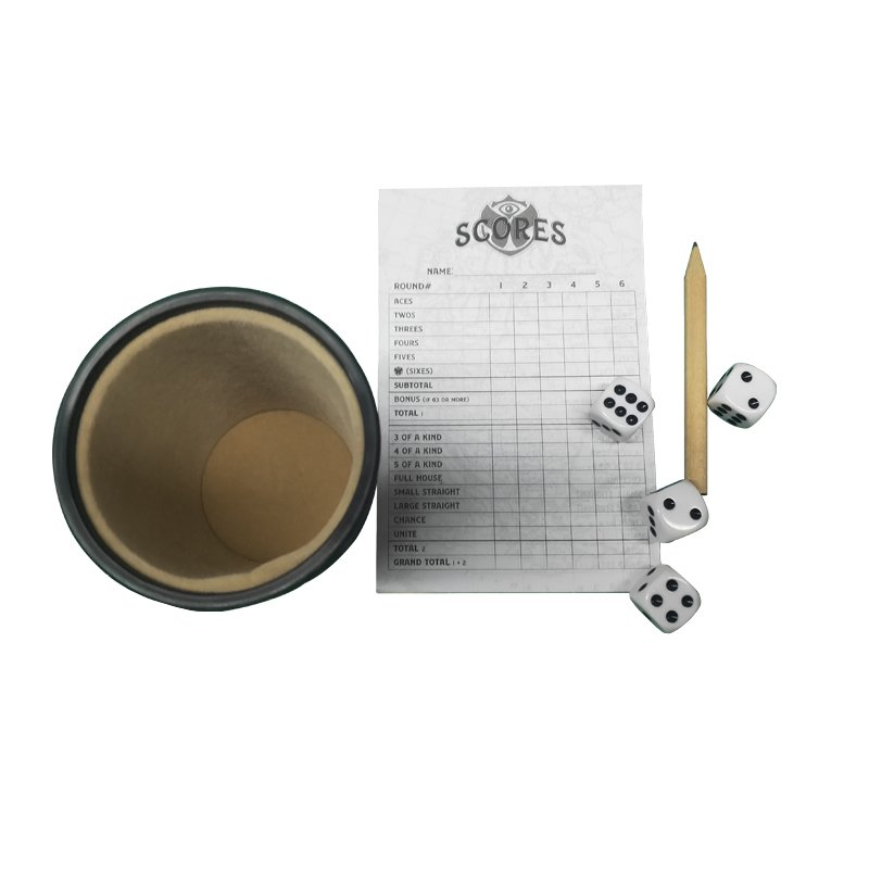 Factory Supplier Leather Dice Cup Box Set With Flannel Lining Dice Score Book Custom Leather Dice Cup Set