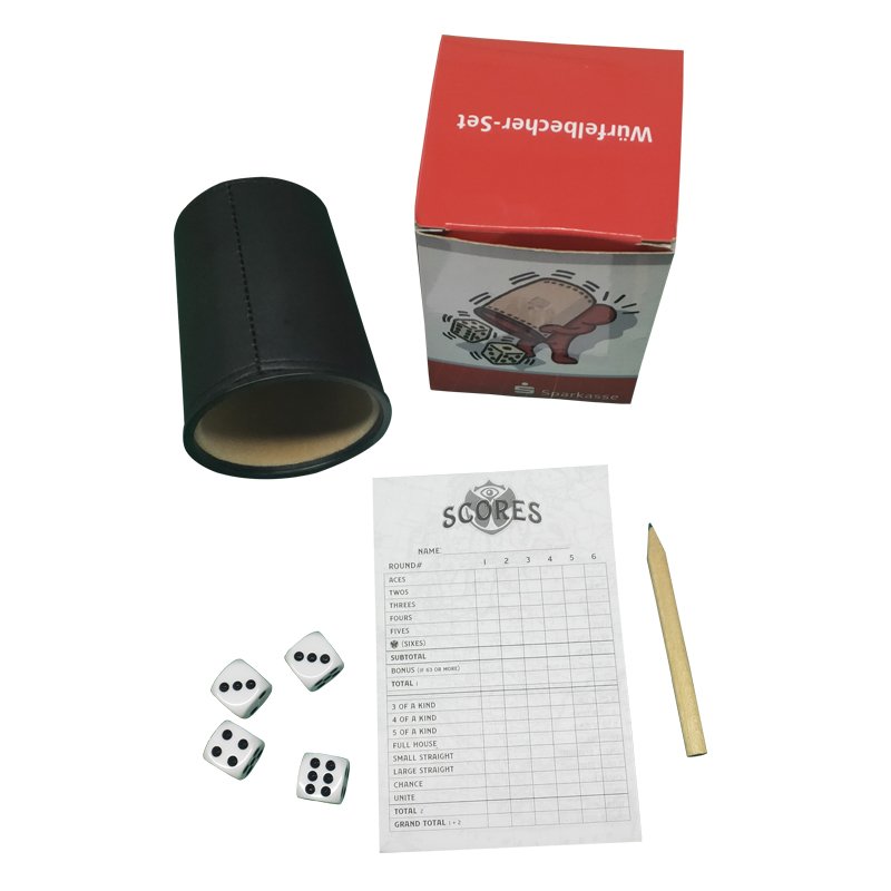 Factory Supplier Leather Dice Cup Box Set With Flannel Lining Dice Score Book Custom Leather Dice Cup Set