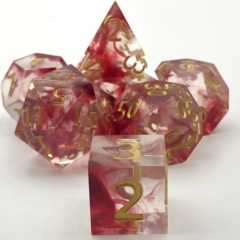 Polyhedral Dungeons & Dragons Resin dice board or card game 7 pieces of blood color can be customized