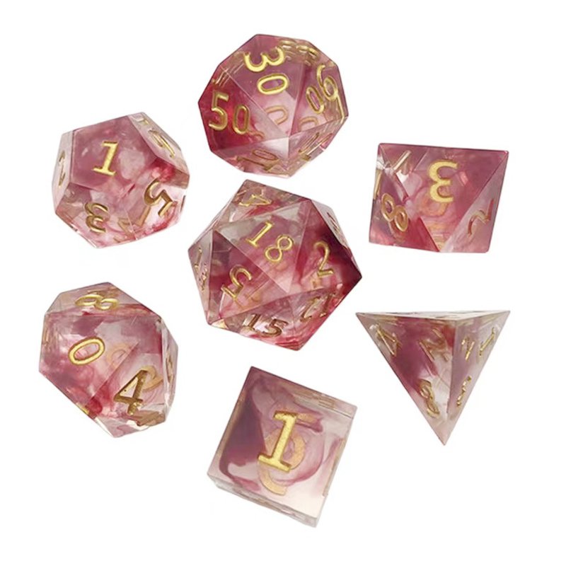 Polyhedral Dungeons & Dragons Resin dice board or card game 7 pieces of blood color can be customized