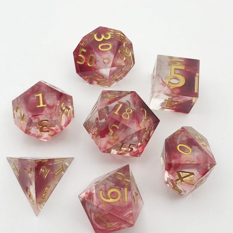 Polyhedral Dungeons & Dragons Resin dice board or card game 7 pieces of blood color can be customized