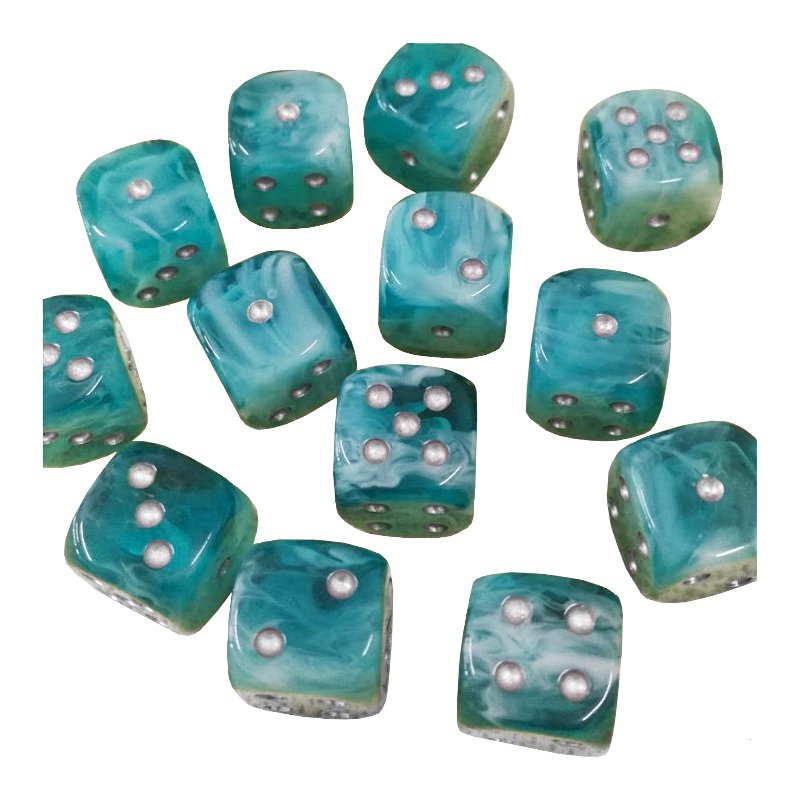 Custom marble d6 dice with gold dots