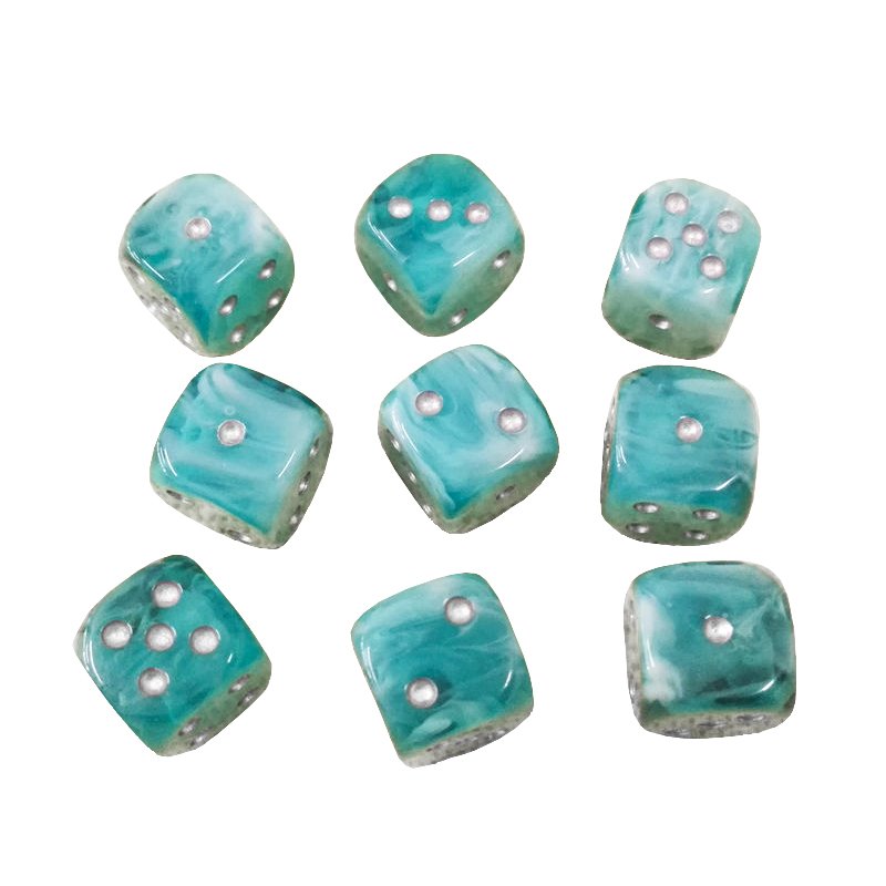 Custom marble d6 dice with gold dots