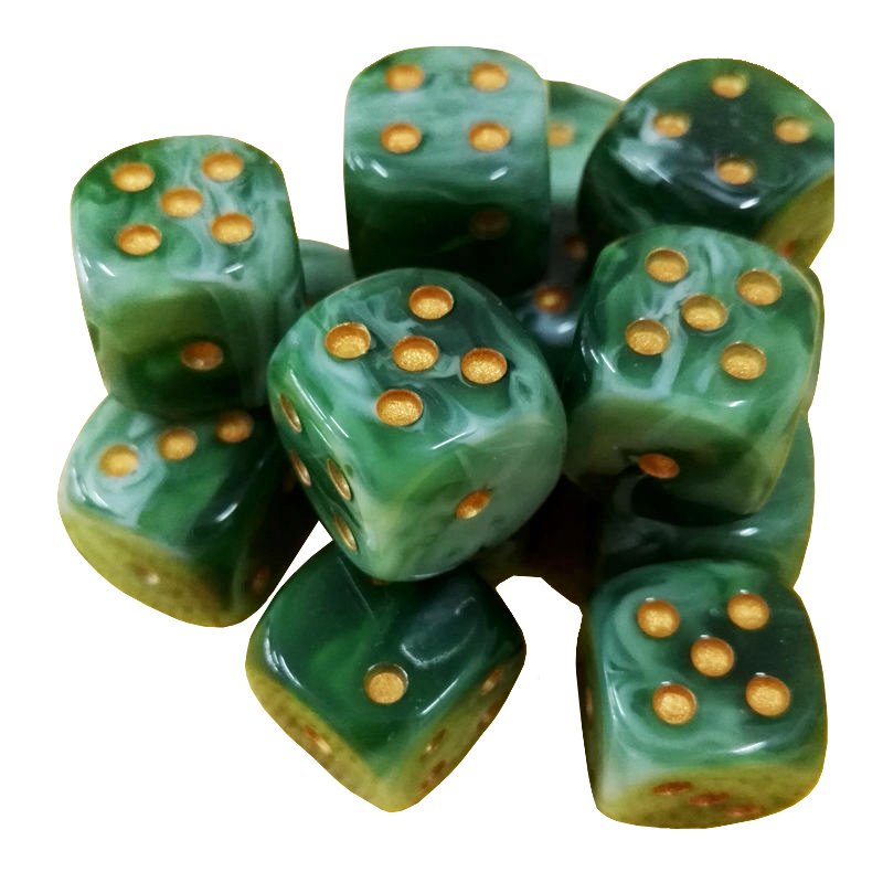 Custom marble d6 dice with gold dots