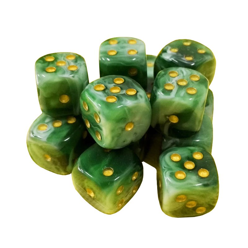 Custom marble d6 dice with gold dots