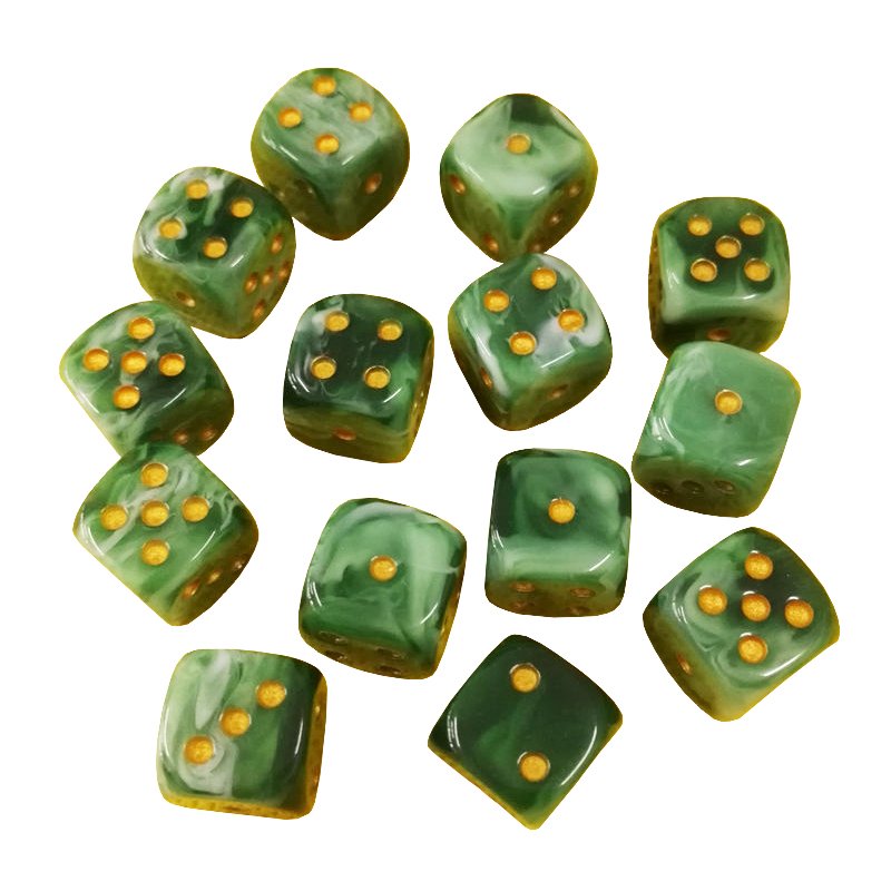 Custom marble d6 dice with gold dots