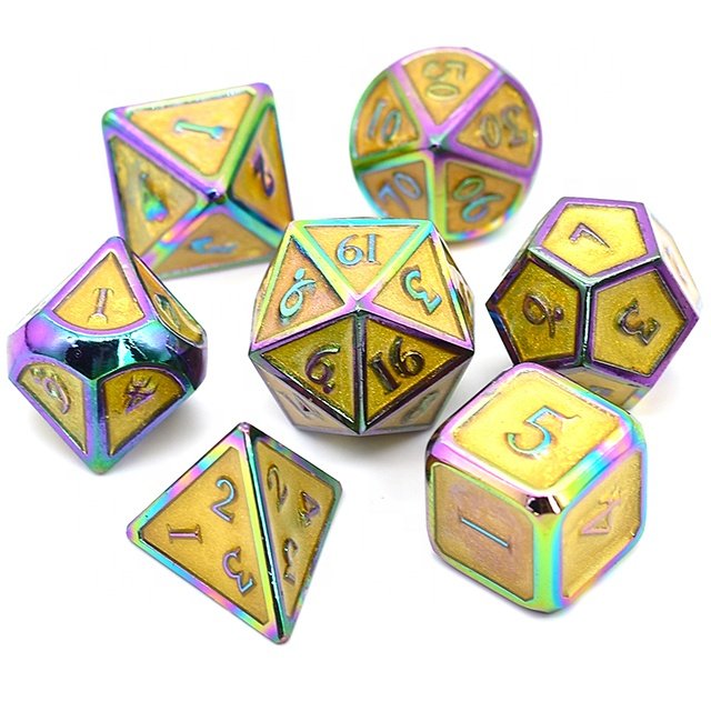 Udixi Polyhedral custom logo rpg dungeons and dragons Colorful Plating Glitter metal dice game set