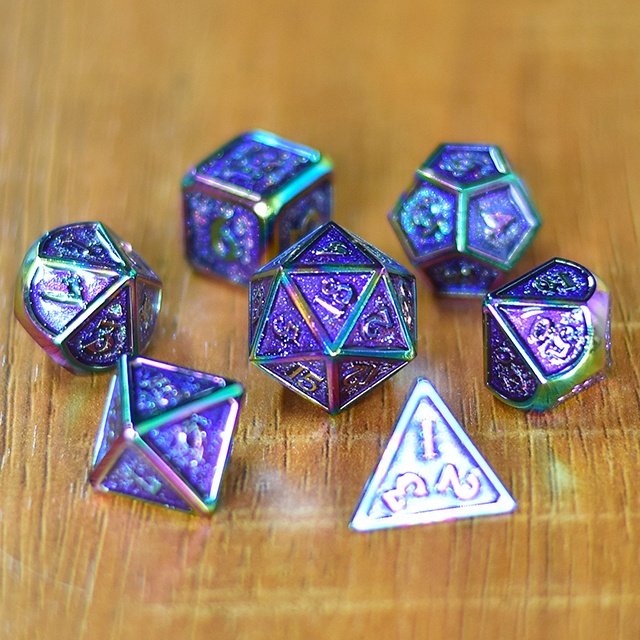 Udixi Polyhedral custom logo rpg dungeons and dragons Colorful Plating Glitter metal dice game set