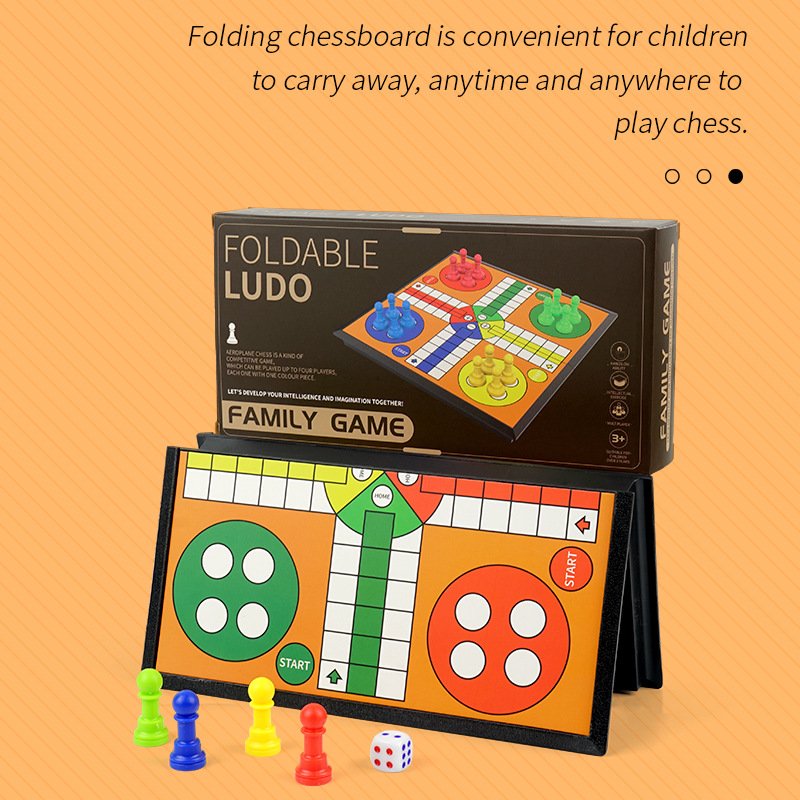 Non magnetic Game Portable Folding Board LUDO Travel Board Game Set Educational Folding Kids Chess LUDO Game For Gift