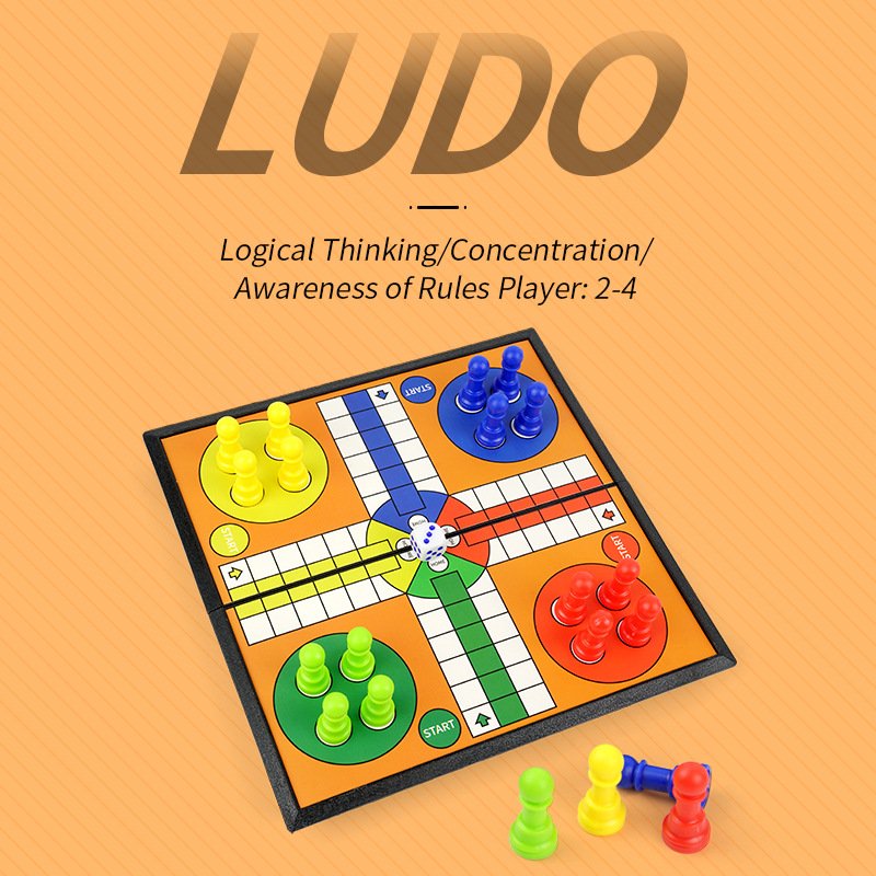 Non magnetic Game Portable Folding Board LUDO Travel Board Game Set Educational Folding Kids Chess LUDO Game For Gift