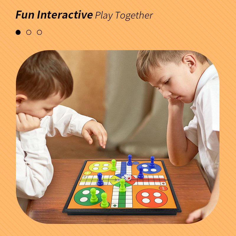 Non magnetic Game Portable Folding Board LUDO Travel Board Game Set Educational Folding Kids Chess LUDO Game For Gift