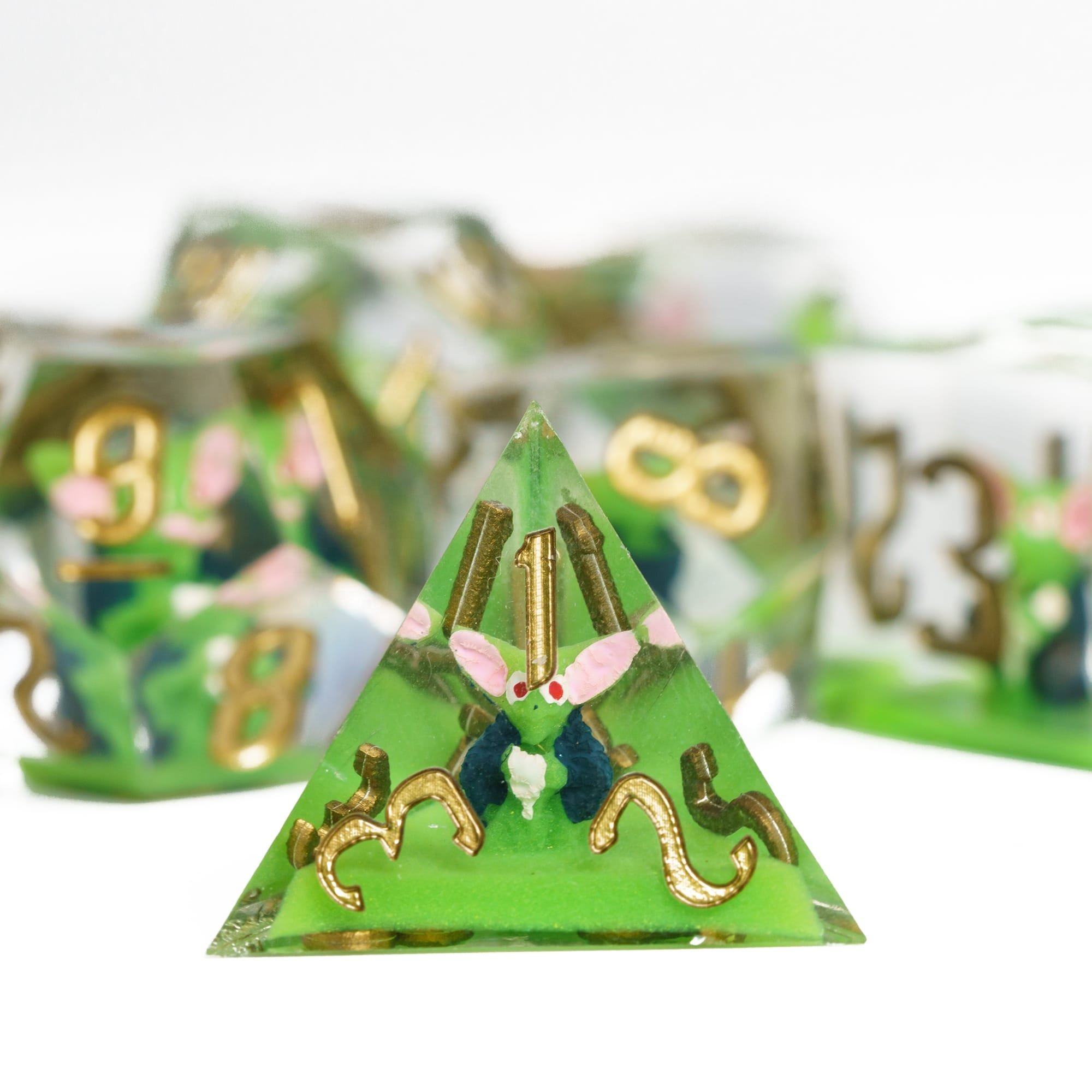 Udixi Custom Handmade 7 pc Goblin Resin Dice Dungeons and Dragons role play games DND rpg board game Dice Set