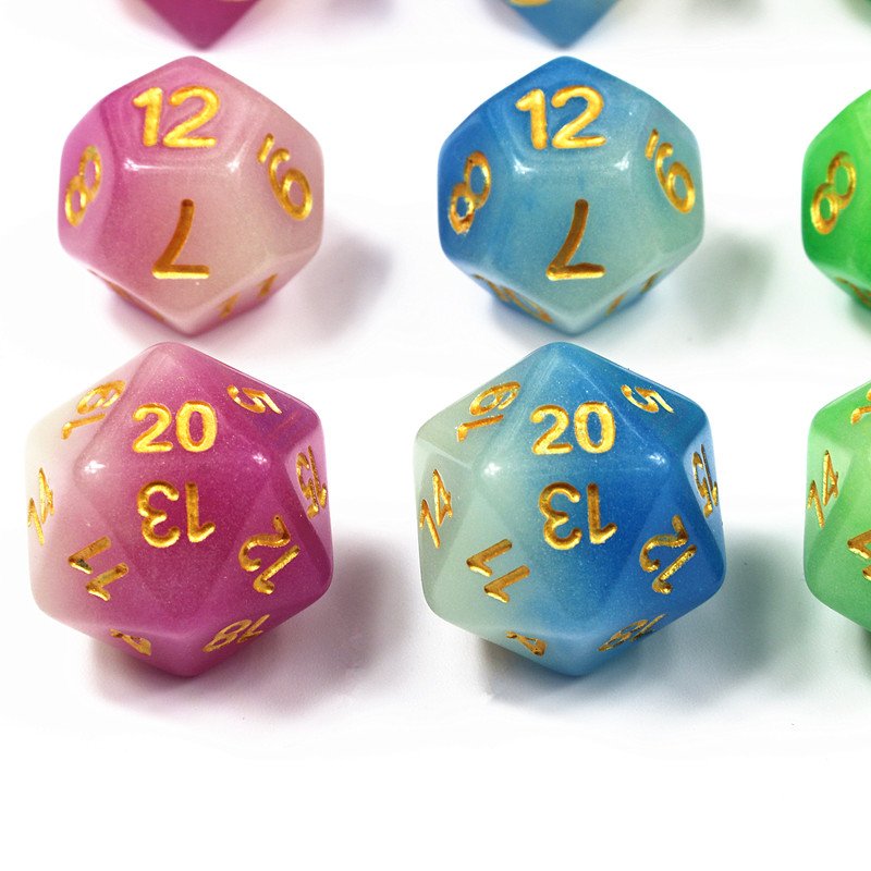 Glow In Dark Dice Mix-Color Purple Plastics Polyhedral D4 D6 D8 D10 D10% D12 D20 for RPG DND Board Game