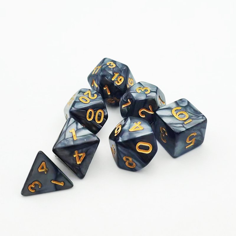 wholesale customized luxury engrave gold plating number round edge adult board games dice acrylic resin polyhedral dice set