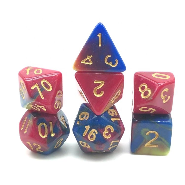 Factory Wholesale 3 Color Mix Polyhedral Tabletop RPG DND Dice Set For Gaming Room