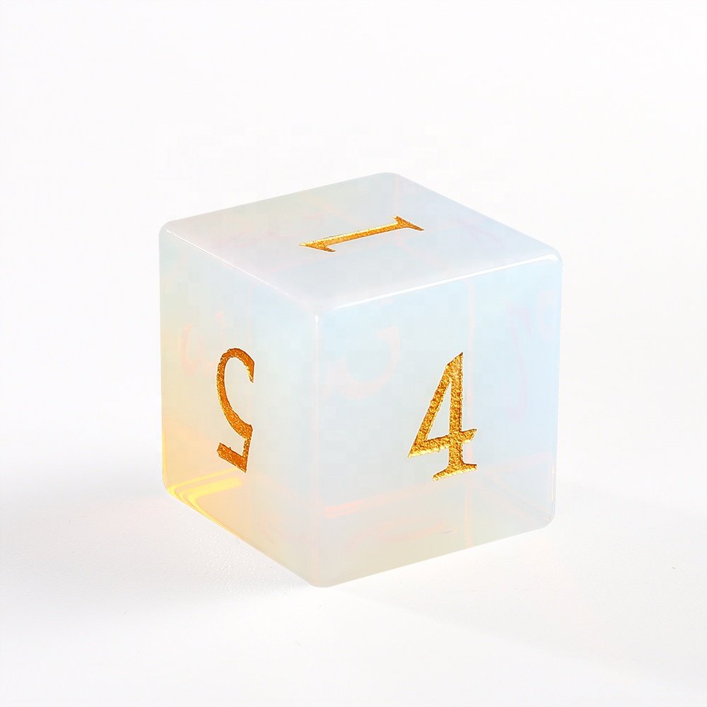 RPG Dice D6 16mm White Opal Artificial Glass Dice For Dice Games 16MM 19MM Manufacturer Custom Engraving