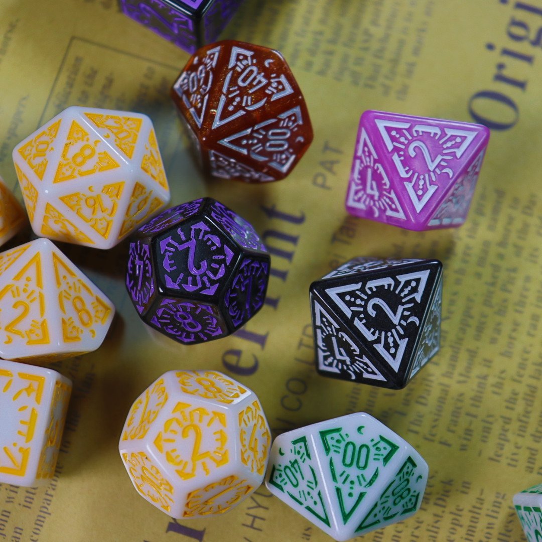 hot selling retro colors RPG bulk dice 7pcs per set dice gaming polyhedral sided faces DND plastic dice sets