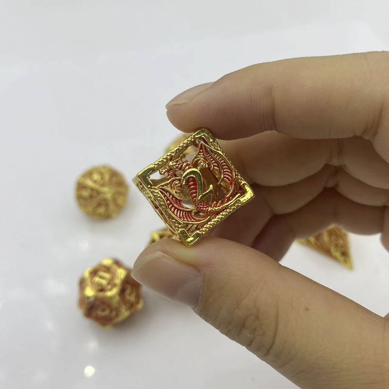 DND Metal Hollow dice Set Dragon Scale round edge Custom logo Dungeons & Dragons TRPG board game dice