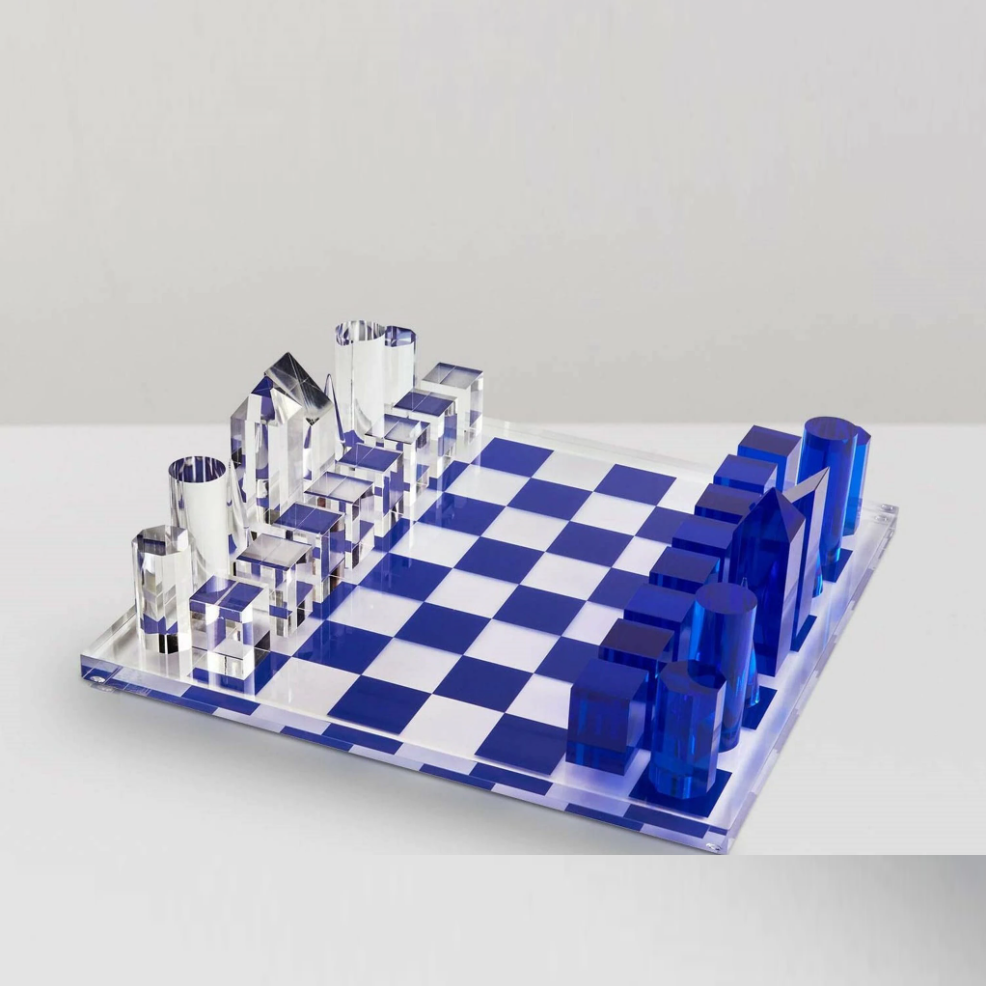 Luxury Decorative Chess Acrylic Chess Set Lucite Board Game Sets Acrylic Checker Transparent Black White Unisex Box