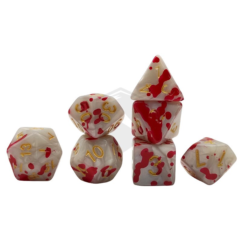 Manufacture colorful colors DND RPG Dungeons and Dragons acrylic custom polyhedral 7pcs per set opp bag plastic dices set