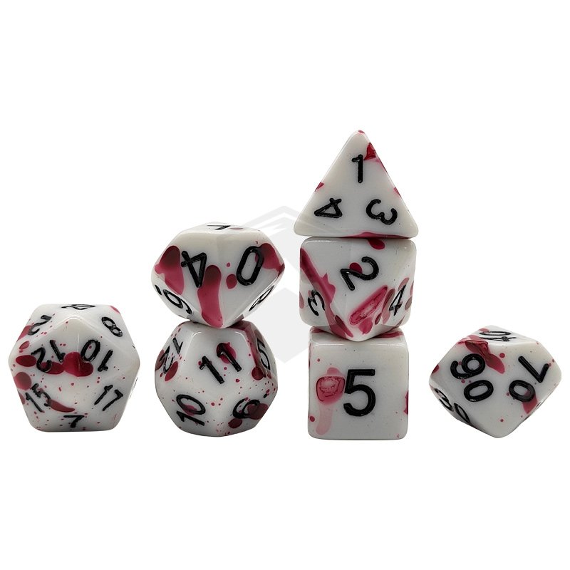 Manufacture colorful colors DND RPG Dungeons and Dragons acrylic custom polyhedral 7pcs per set opp bag plastic dices set