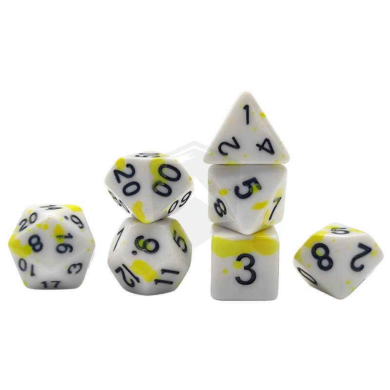 Manufacture colorful colors DND RPG Dungeons and Dragons acrylic custom polyhedral 7pcs per set opp bag plastic dices set