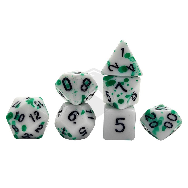 Manufacture colorful colors DND RPG Dungeons and Dragons acrylic custom polyhedral 7pcs per set opp bag plastic dices set