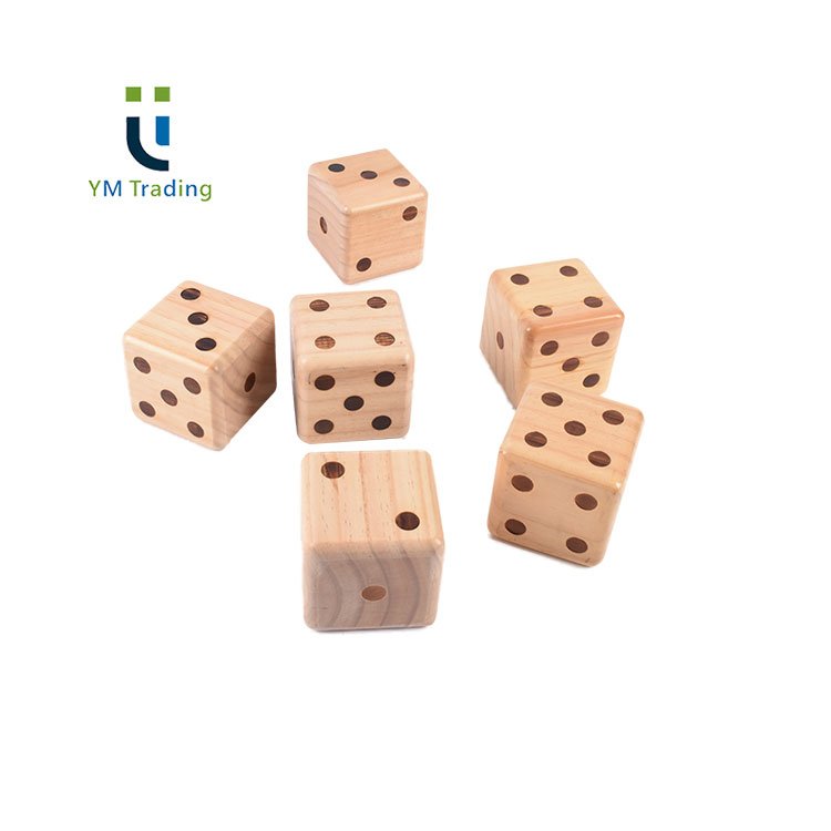 Custom Jumbo Lawn Games Set of 6 Big Outdoor Wooden Yard Dice with Bucket