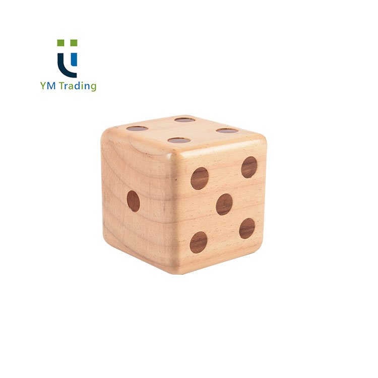 Custom Jumbo Lawn Games Set of 6 Big Outdoor Wooden Yard Dice with Bucket