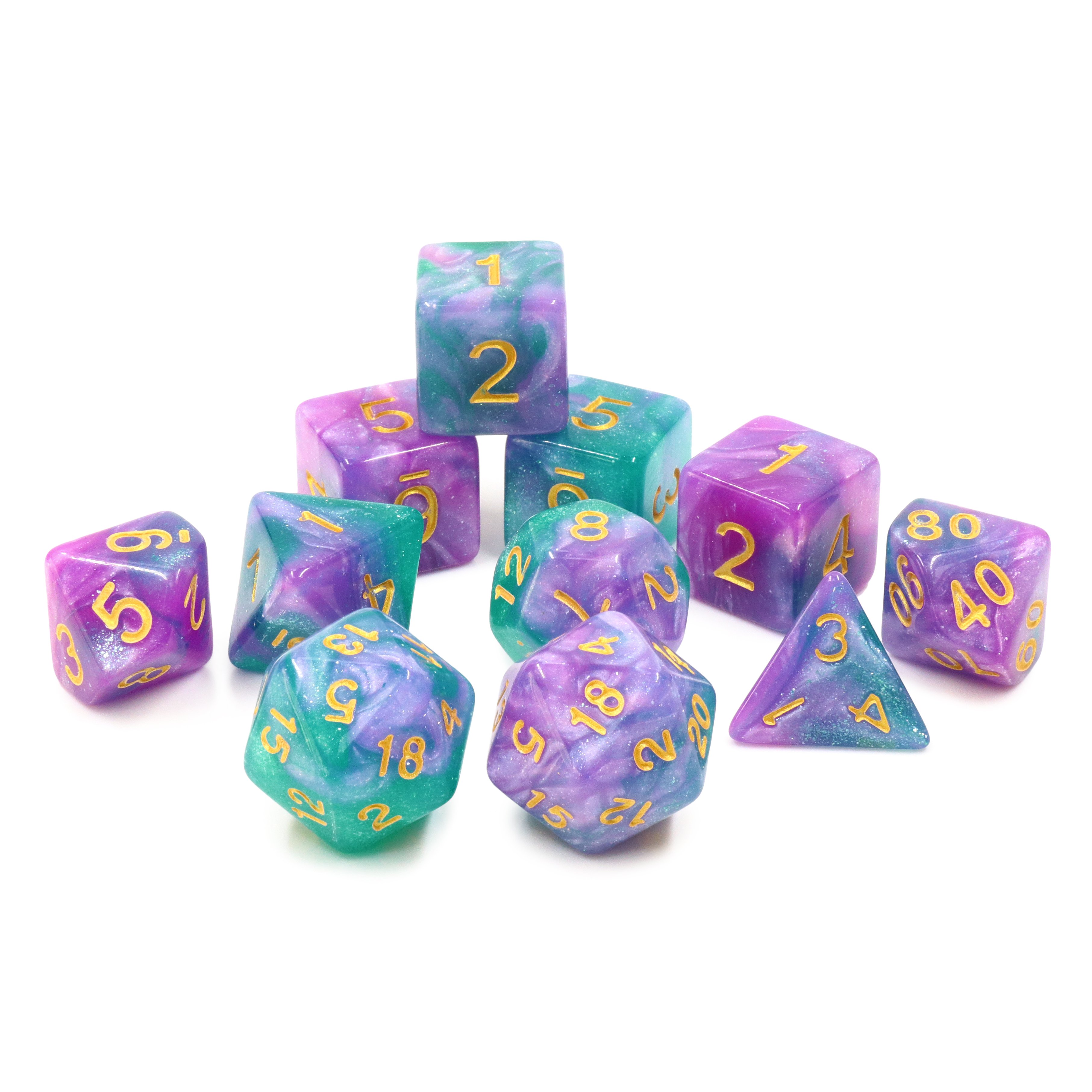 Set of 11pcs Essential DND Polyhedral Dice Cubes Acrylic 16mm Size Dice Gaming Accessory
