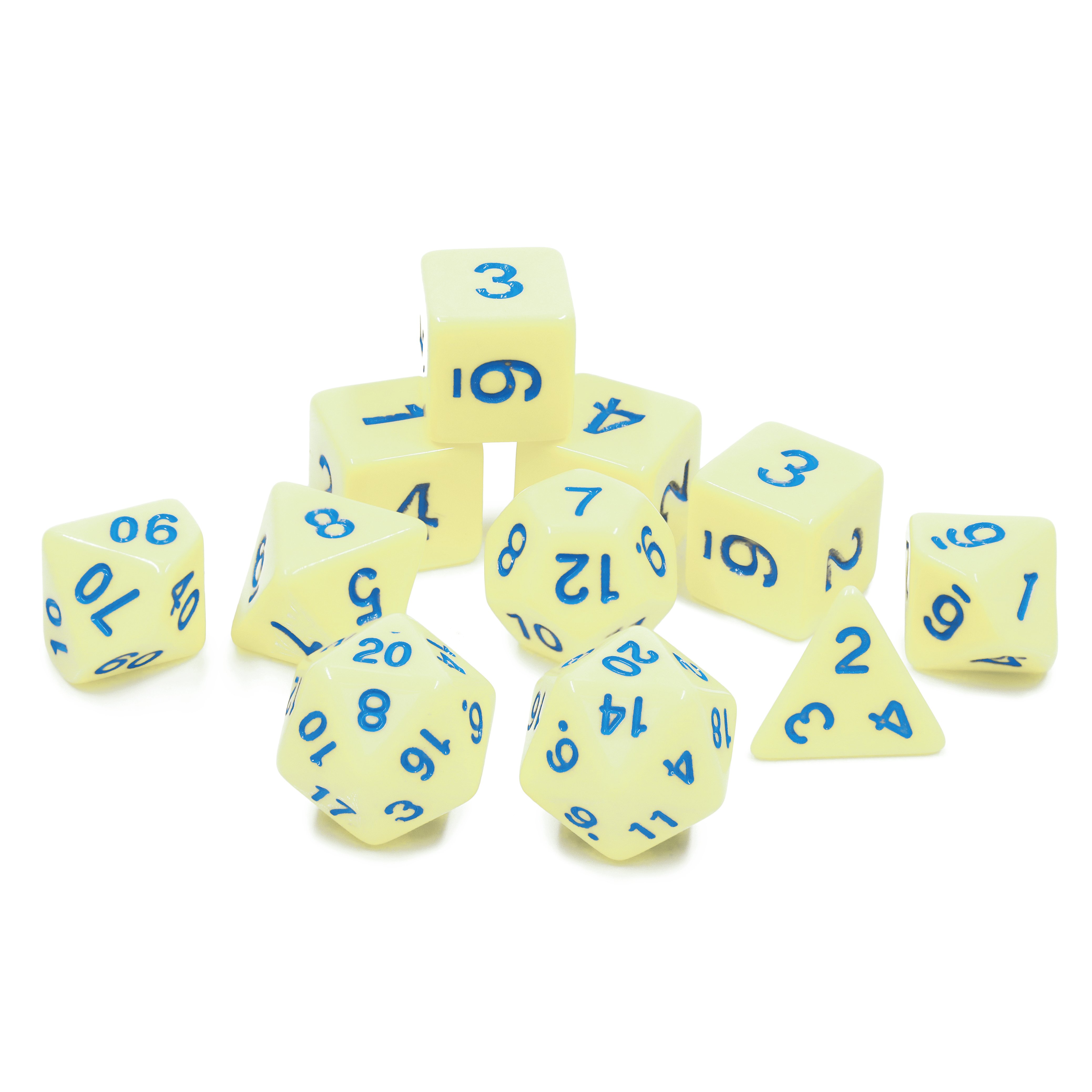 Set of 11pcs Essential DND Polyhedral Dice Cubes Acrylic 16mm Size Dice Gaming Accessory