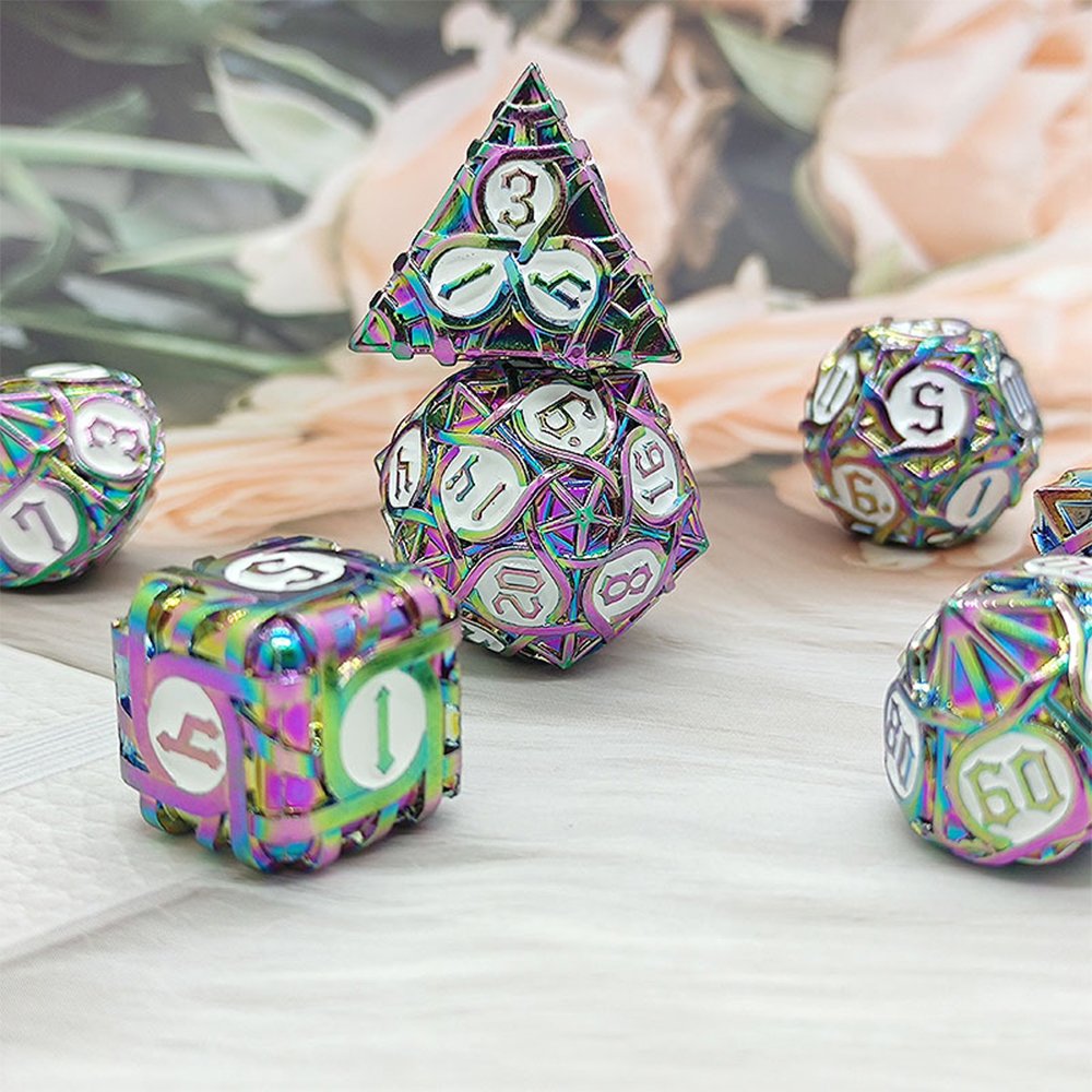 custom Metal Dice Solid Polyhedral Digital Cthulhu DND Dice Right Angle Dice Game Board Game