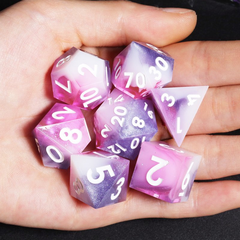 MINI PLANET Custom Resin DND Sharp Edges Dragon and Dungeon Gift Dice Set Polyhedral Board Game RPG Game Dice