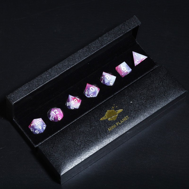 MINI PLANET Custom Resin DND Sharp Edges Dragon and Dungeon Gift Dice Set Polyhedral Board Game RPG Game Dice