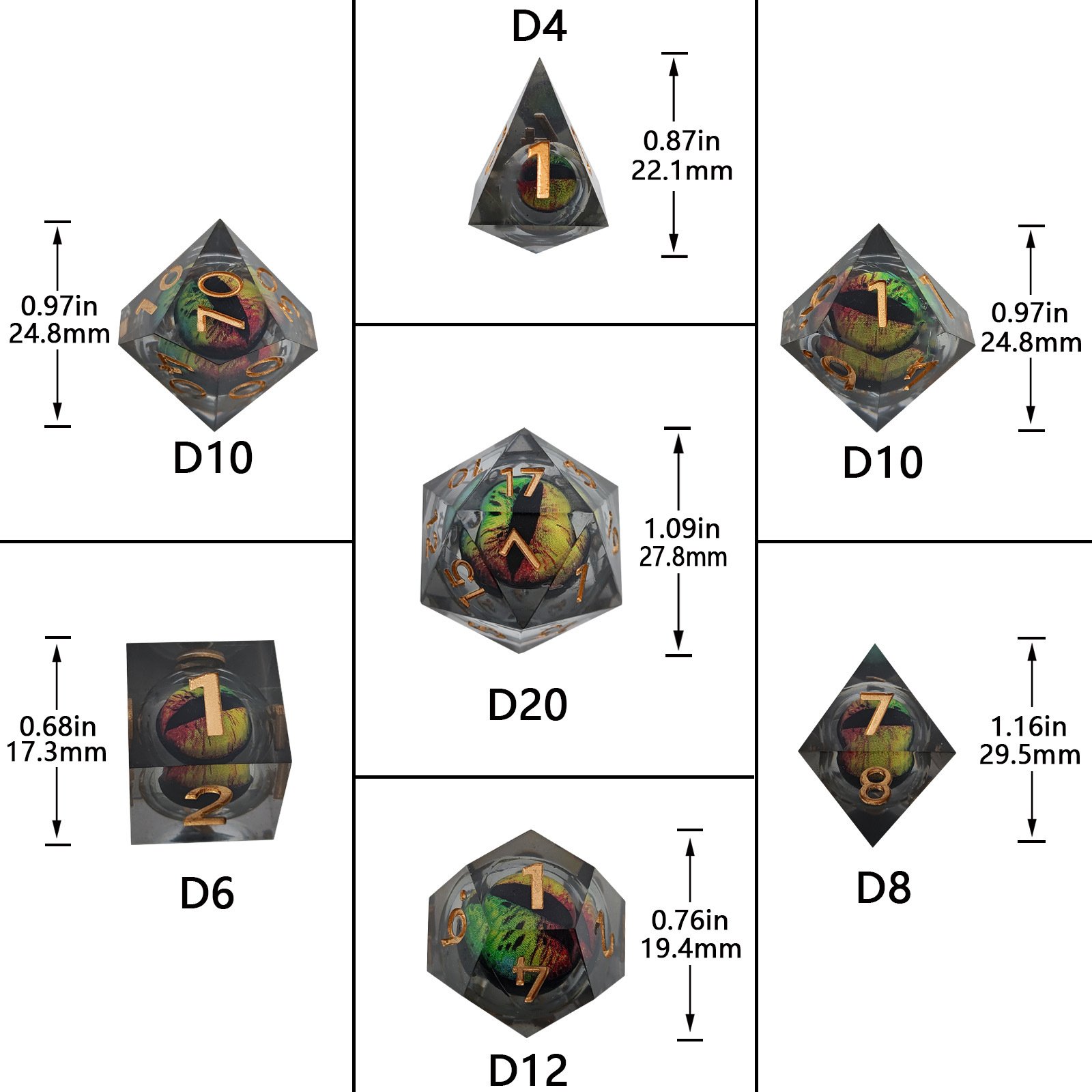 Factory Price Liquid Core Cat Eye 20D Dice for Dungeons And Dragons DND