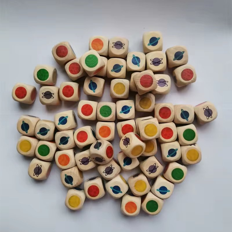Solid Wooden Color Points Dice Game Rounded Wine Mahjong Printed Playing Dice Unique Wooden Colour Dice