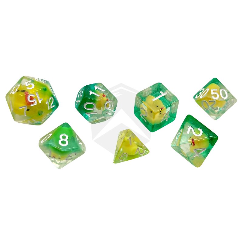 ODM OEM Sharpen Edges DND Dice Hand Made Resin Liquid Core Dice little yellow duck Family Game Polyhedron RPG DND resin dice set