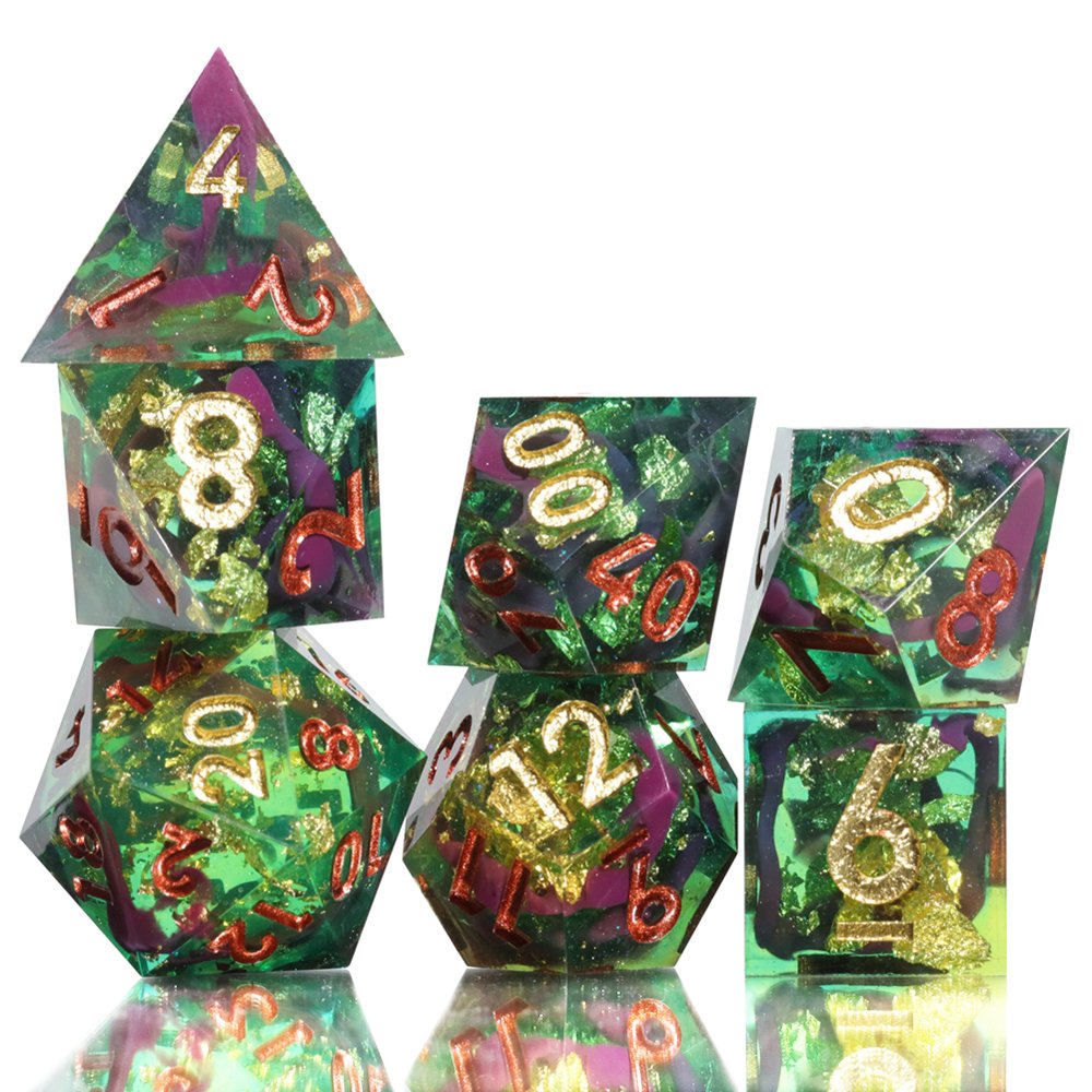 MINI PLANET DND Dice Set Handmade Colored Polyhedral Resin Dice with Sharp Edges For TRPG Games Custom DND Dice Set and D6 D20