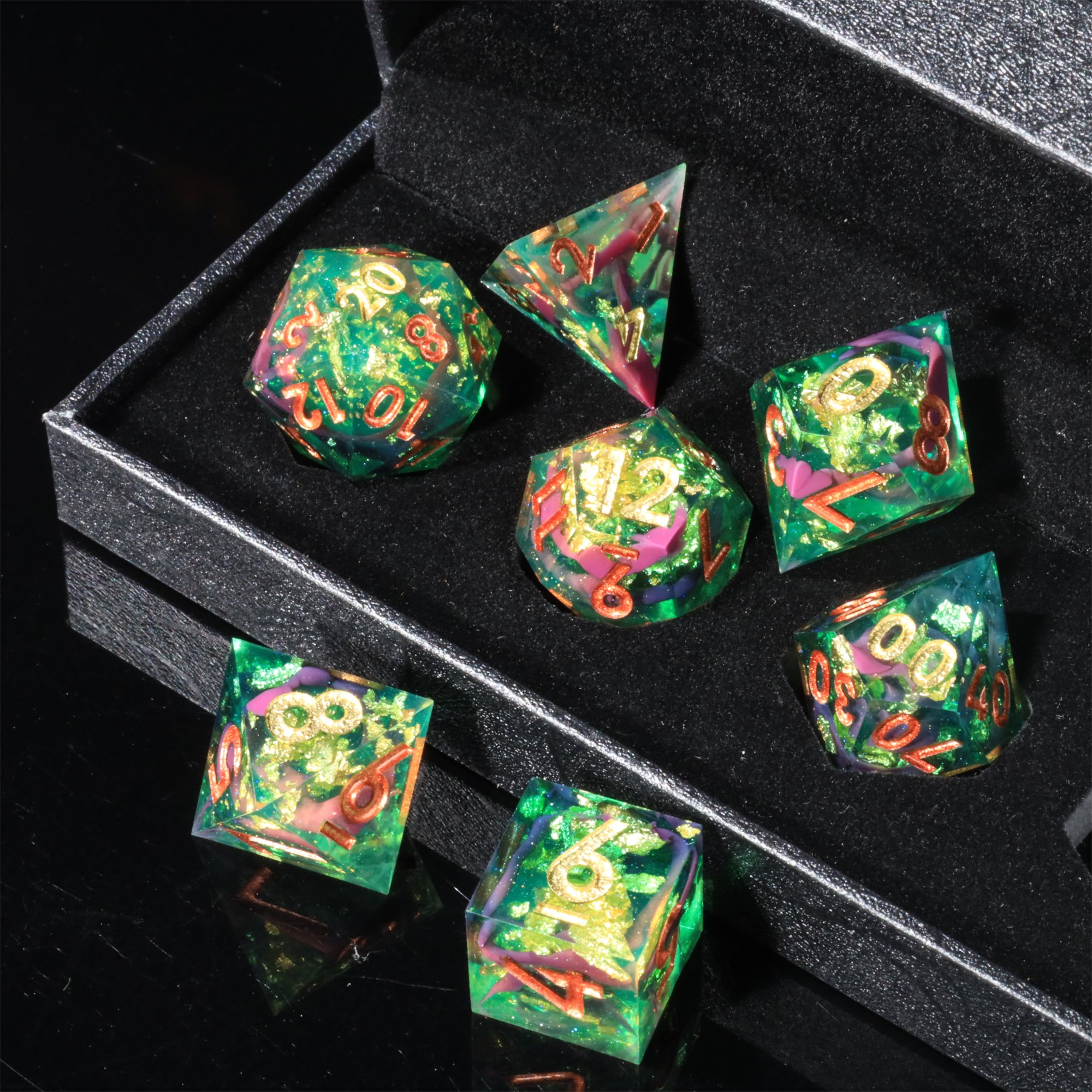 MINI PLANET DND Dice Set Handmade Colored Polyhedral Resin Dice with Sharp Edges For TRPG Games Custom DND Dice Set and D6 D20