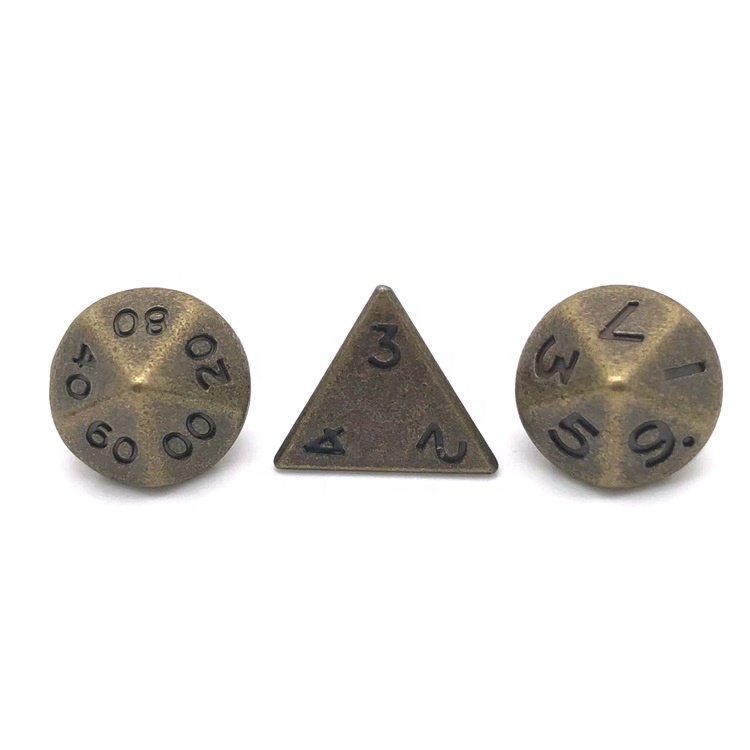 Anti-shock Durable Metal 7 Pieces Polyhedral DND Mini 10mm Dice Set for Kids