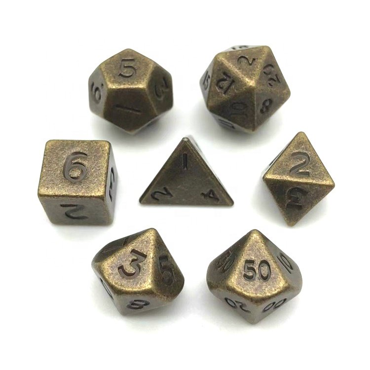 Anti-shock Durable Metal 7 Pieces Polyhedral DND Mini 10mm Dice Set for Kids