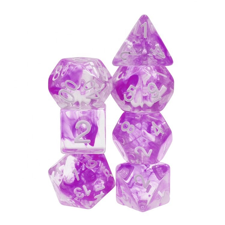 Premium Translucent Purple Color Nebula dice customized rpg dice for dungeons and dragons