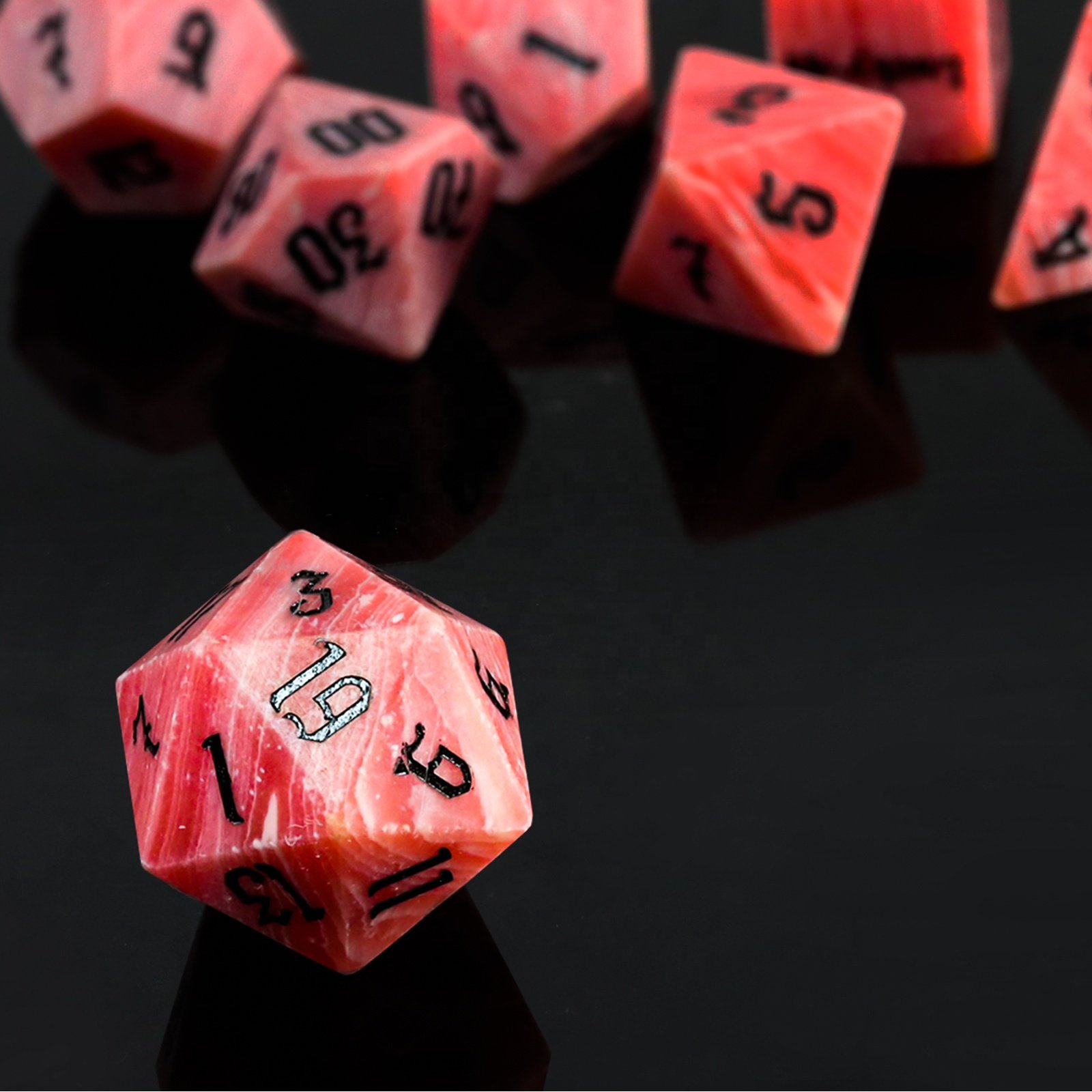 Wholesale DND Stone Dice Set Man-made Red Turquoise Dice For Dungeons And Dragons RPG
