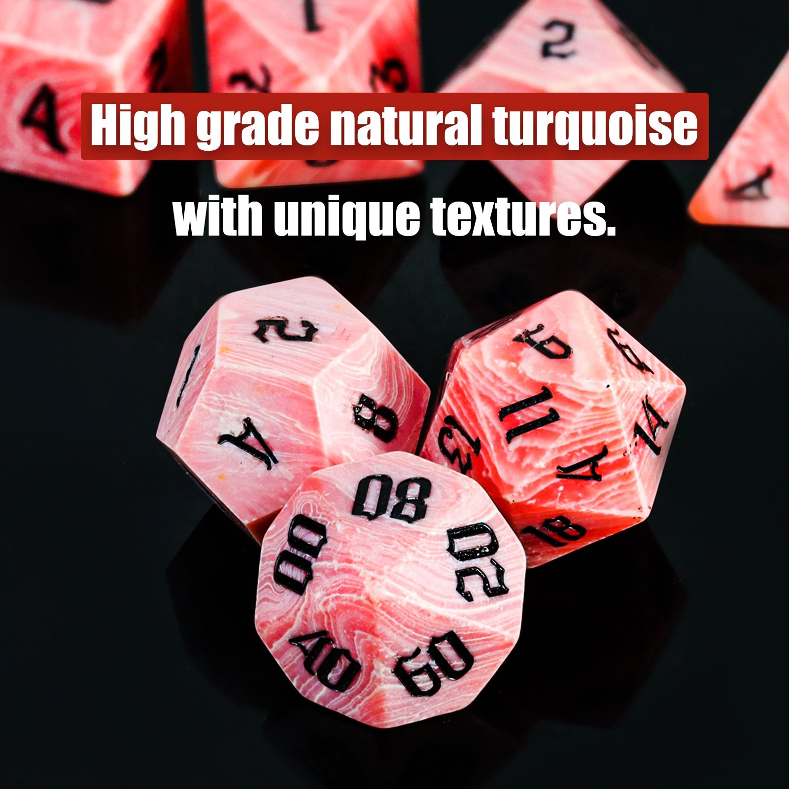Wholesale DND Stone Dice Set Man-made Red Turquoise Dice For Dungeons And Dragons RPG